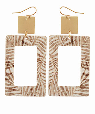 Leaf Printed Rectangle Earrings