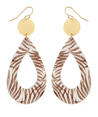 Leaf Printed Teardrop Earrings