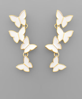 Epoxy 4 Butterfly Drop Earrings