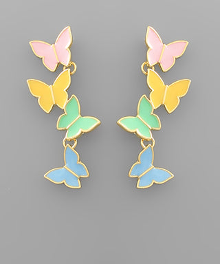 Epoxy 4 Butterfly Drop Earrings