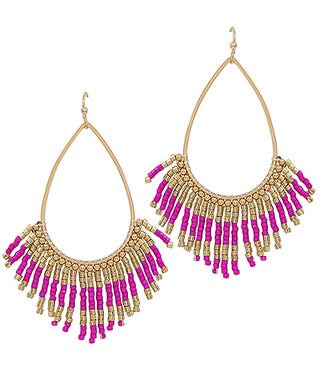 Seed Bead Teardrop Tassel Earrings