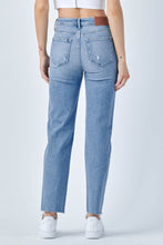 Load image into Gallery viewer, Tracey High Rise Classic Distressed Raw Hem Straight Jeans
