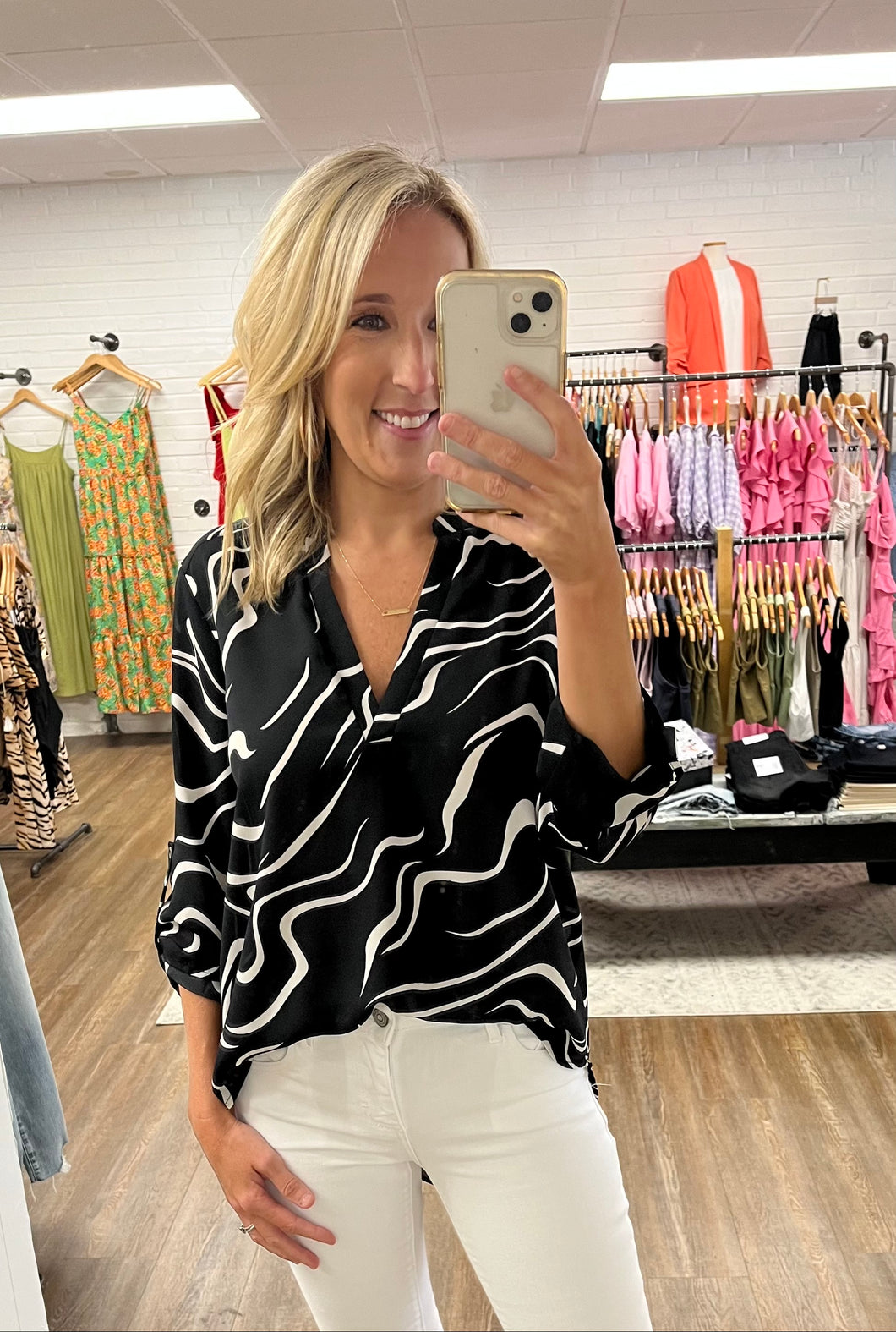 Be So Geo V-Neck Blouse
