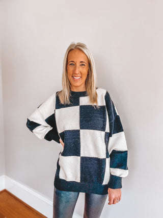 Up In The Square Color Block Sweater