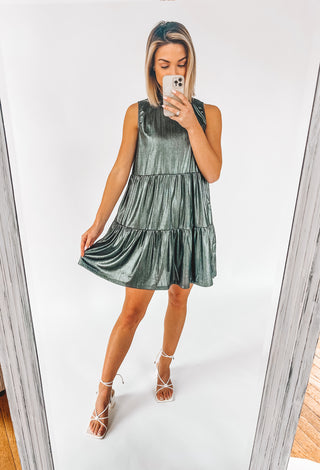 Tierly Beloved Metallic Tiered Dress
