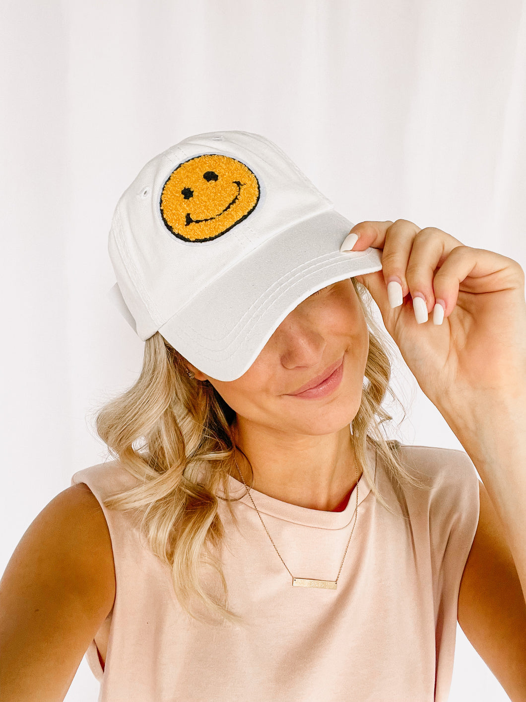 High And Smiley Embroidered Hat