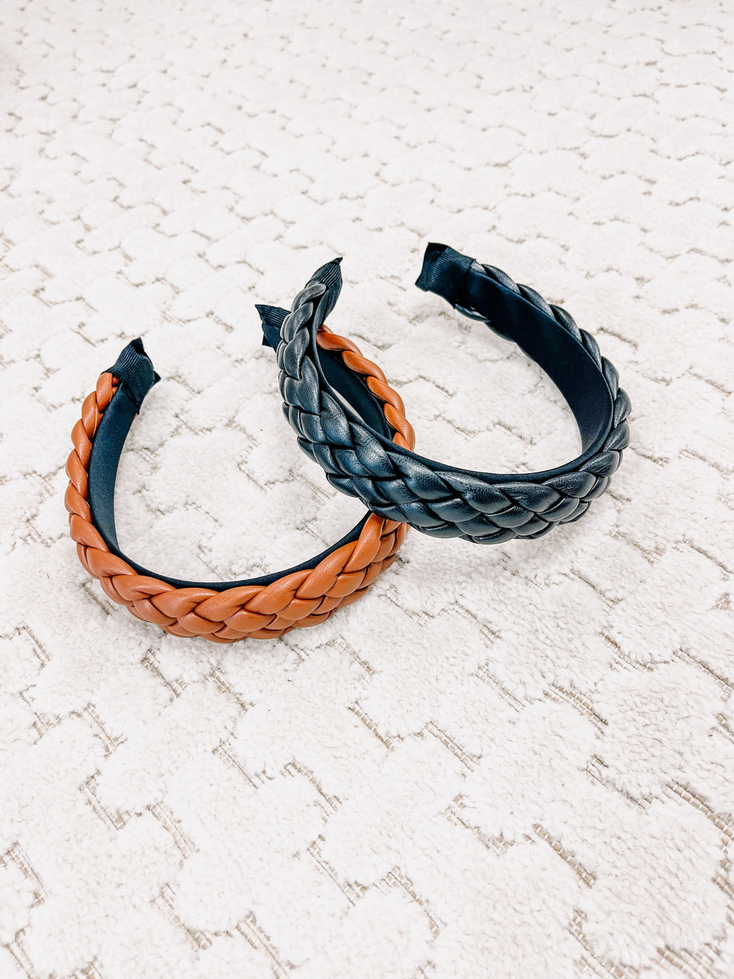 Wide Leather Braided Headband