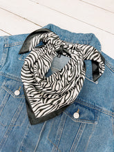 Load image into Gallery viewer, Zebra Print Satin Square Scarf

