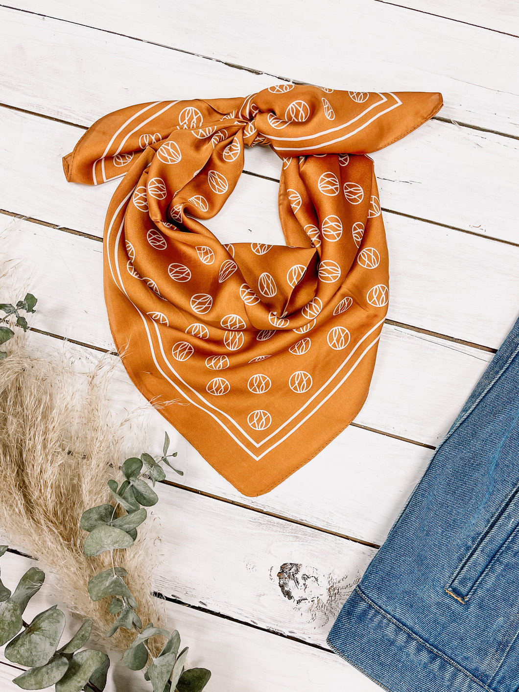 Luxe Emblem Satin Square Scarf