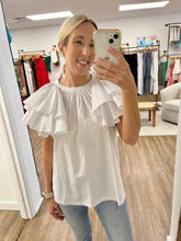 Load image into Gallery viewer, Up All White Ruffle Sleeve Top
