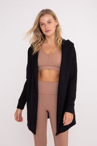Long Line Open Front Jacquard Stripe Cardigan