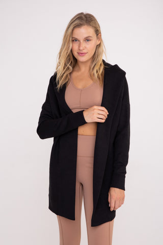 Long Line Open Front Jacquard Stripe Cardigan