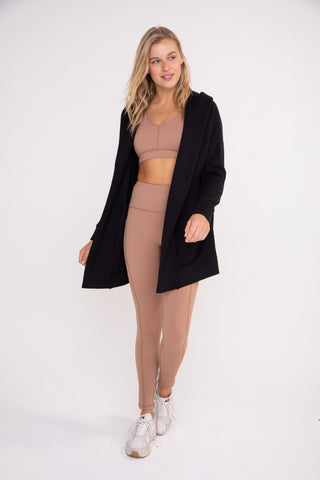 Long Line Open Front Jacquard Stripe Cardigan