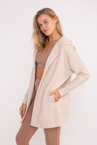 Long Line Open Front Jacquard Stripe Cardigan