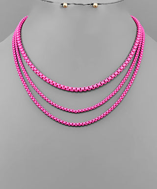 Color Box Chain Layered Necklace