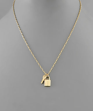 Brass Lock And Key Necklace