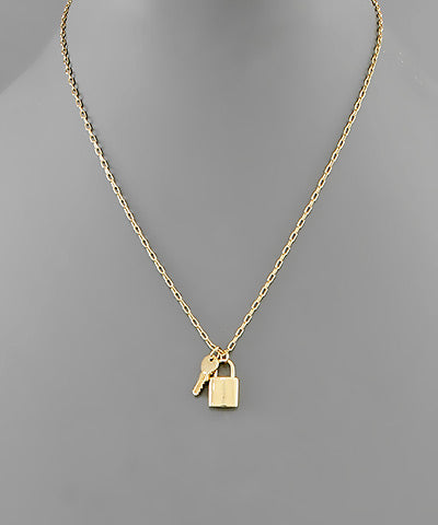 Brass Lock And Key Necklace