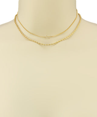 CZ Cross Rope Chain Layer Choker