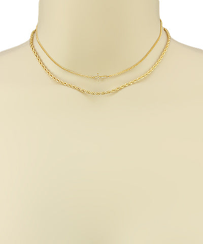 CZ Cross Rope Chain Layer Choker