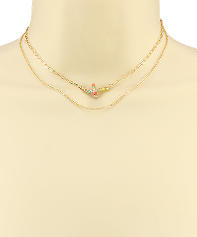 Side Cross Bead Layer Choker