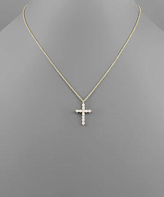 Round CZ Cross Necklace