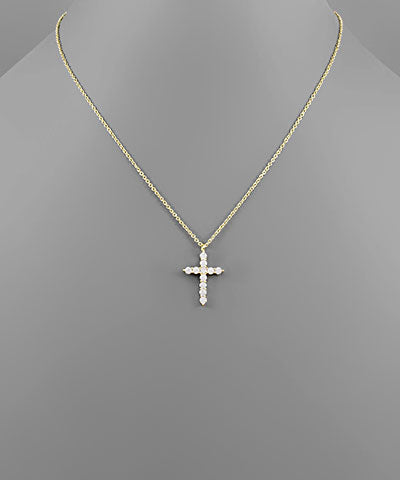 Round CZ Cross Necklace