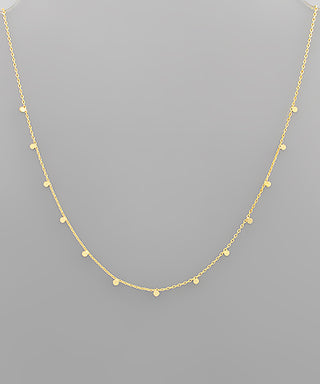 Brass Trimmed Tiny Disk Necklace