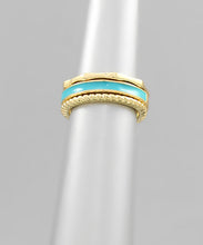 Load image into Gallery viewer, Enamel And Bamboo And Rope Ring Set
