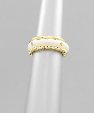Enamel And Ball And Solid Ring Set