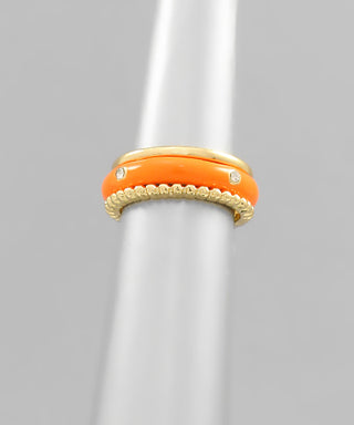 Enamel And Ball And Solid Ring Set