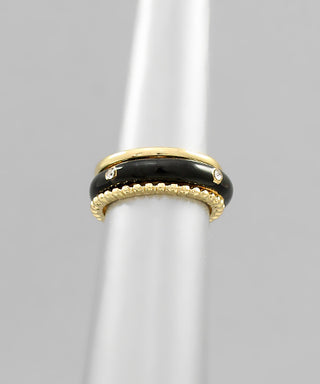 Enamel And Ball And Solid Ring Set
