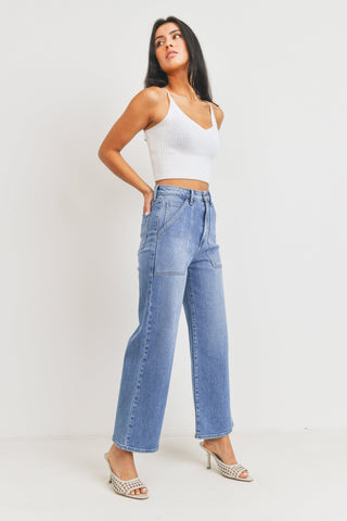 Just Black The Patch Pocket Wide Leg Jeans