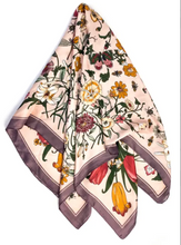 Load image into Gallery viewer, Fall Florals Satin Square Scarf
