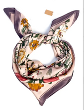 Load image into Gallery viewer, Fall Florals Satin Square Scarf
