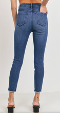 Load image into Gallery viewer, Just Black Dark Wash High Rise Frayed Hem Skinny
