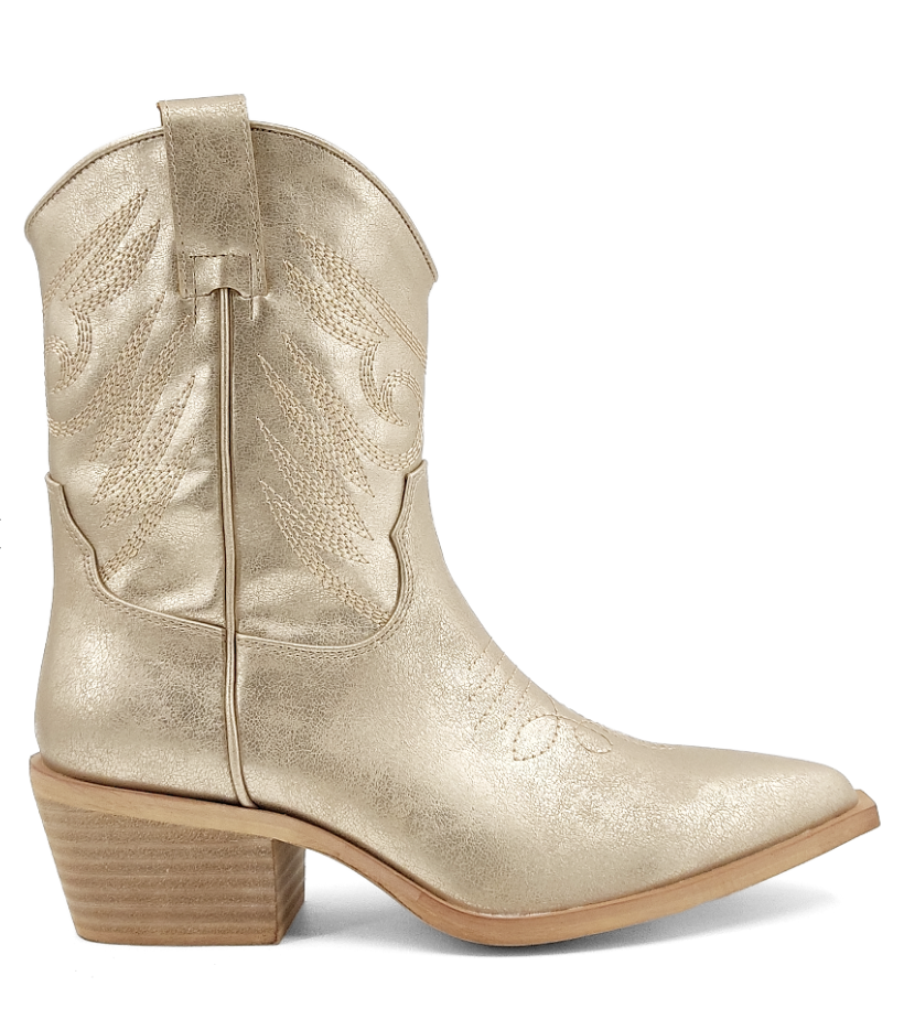 Zahara Metallic Western Bootie