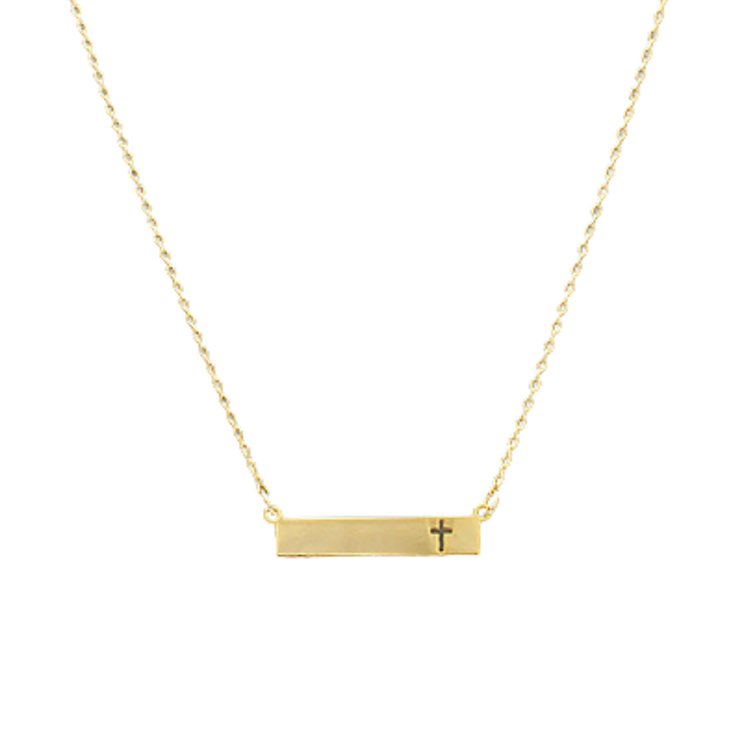 Cross Side Bar Necklace
