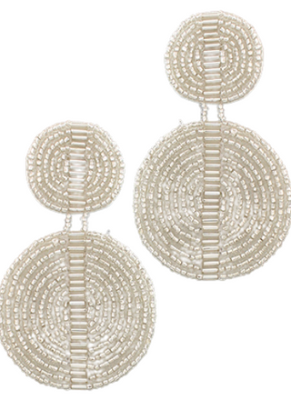 Bugle and Seed Bead Double Disc Earrings