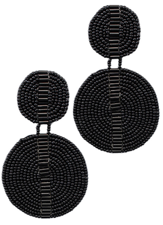 Bugle and Seed Bead Double Disc Earrings