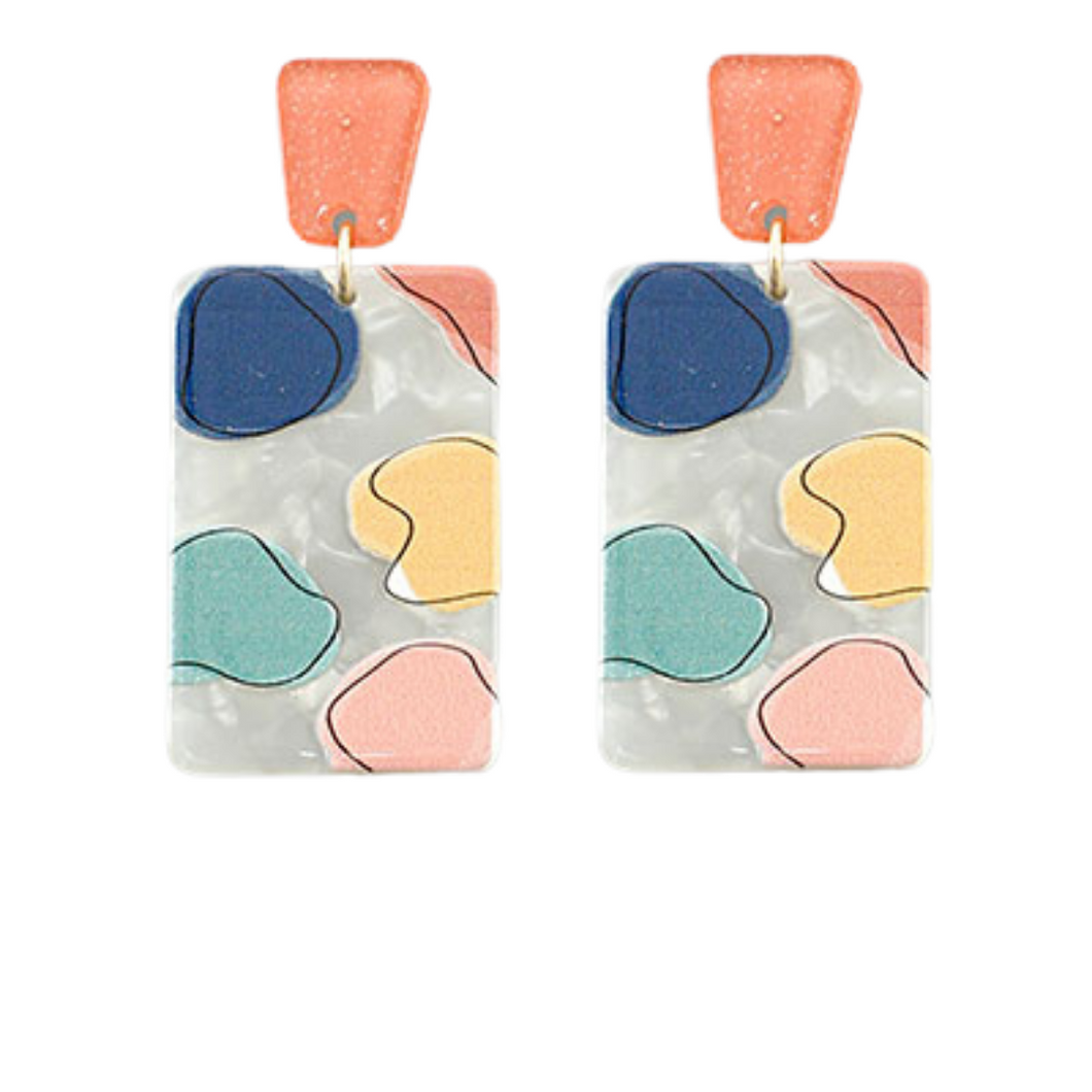 Pattern Printed Squre Earrings