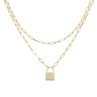 Lock Layer Brass Necklace
