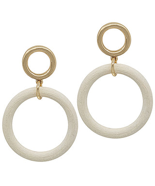 Wood And Metal Ring Link Earrings