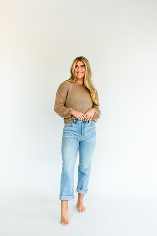 Tracey High Rise Straight Jean in Light Blue