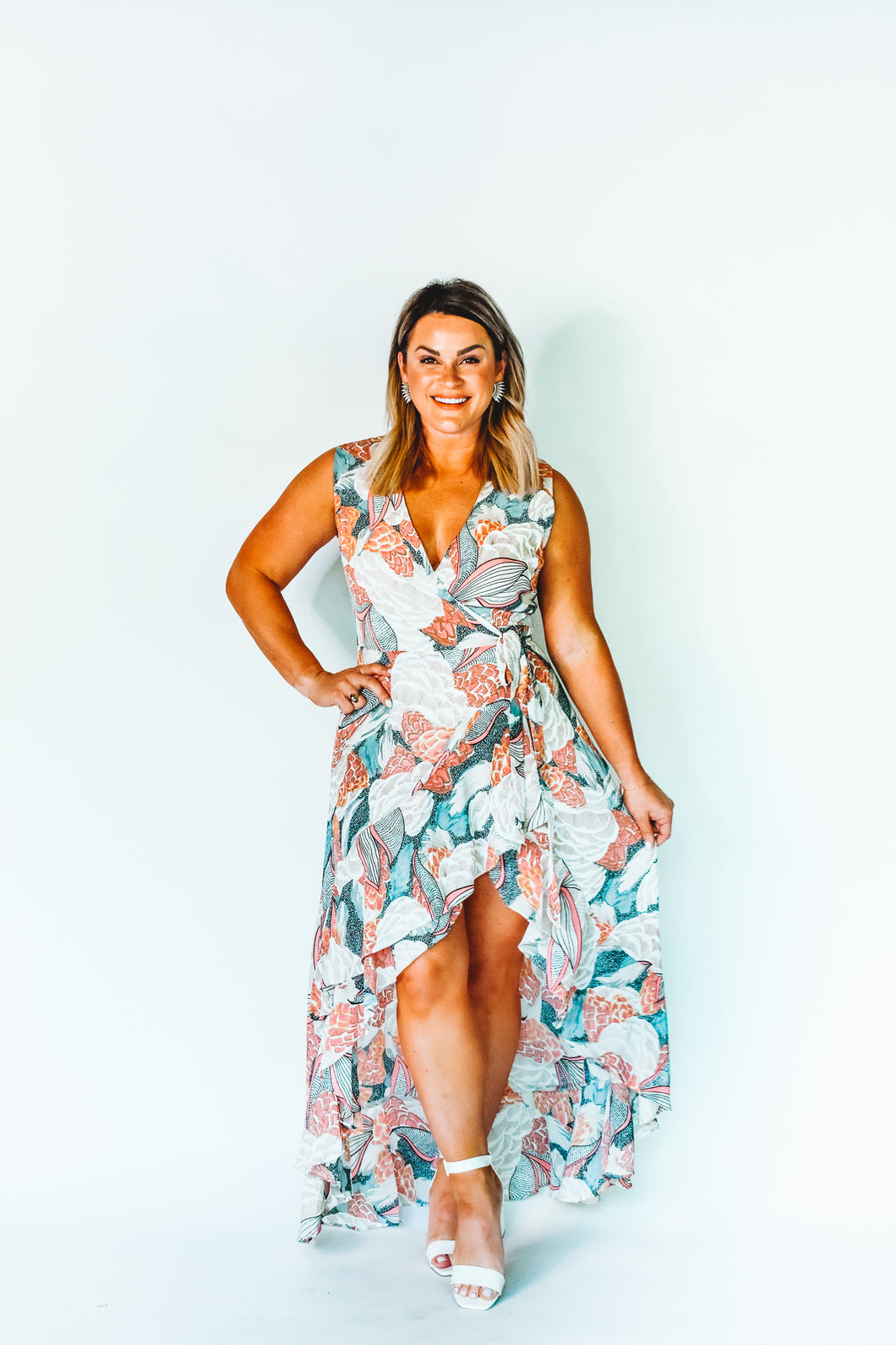 Sew it Seams Floral Midi Wrap Dress