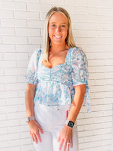 Load image into Gallery viewer, Forget Me Not Floral Puff Top
