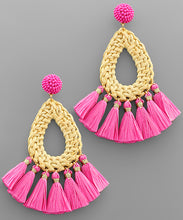 Load image into Gallery viewer, Rattan Teardrop And Tassel Earrings
