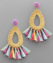 Load image into Gallery viewer, Rattan Teardrop And Tassel Earrings
