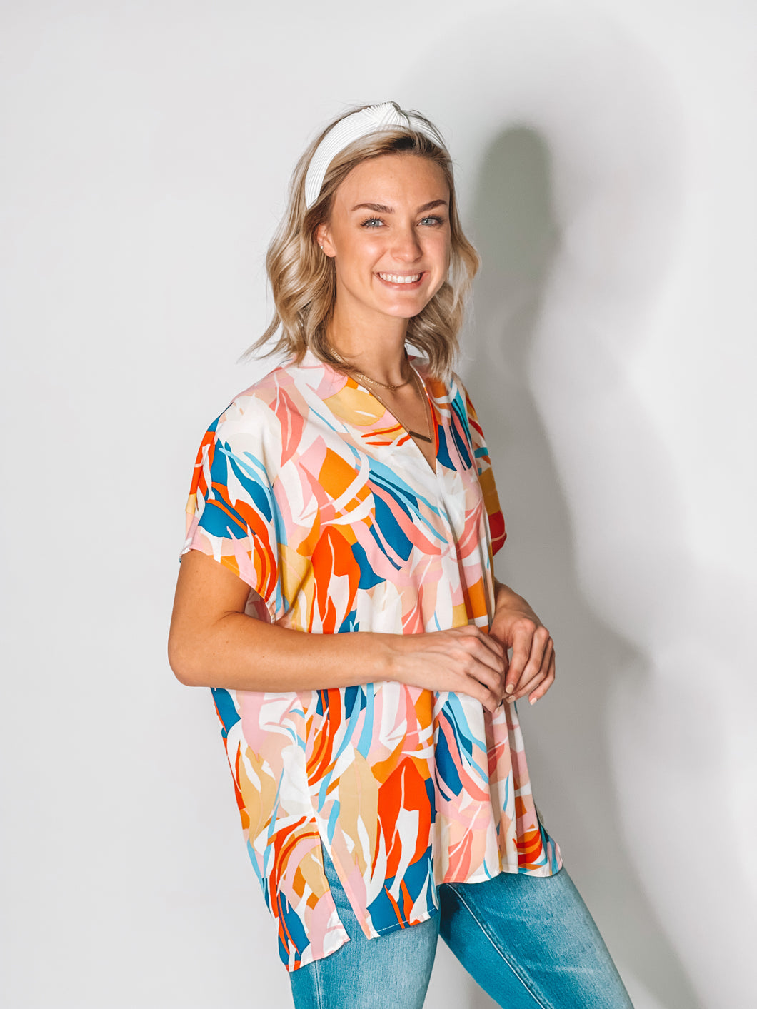 Abstract Pressure Tunic Top