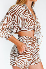 Load image into Gallery viewer, Don&#39;t Mind If I Zoo Zebra Print Tie Front Blouse
