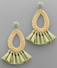 Load image into Gallery viewer, Rattan Teardrop And Tassel Earrings
